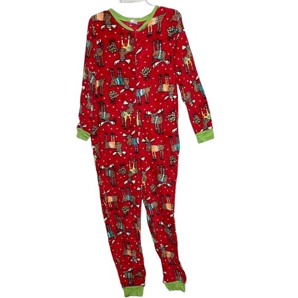 Moose Holiday Flap Back PJ’s “Meet Me Under The Mooseltoe Onesie Pajamas. Sz M. - Picture 2 of 10
